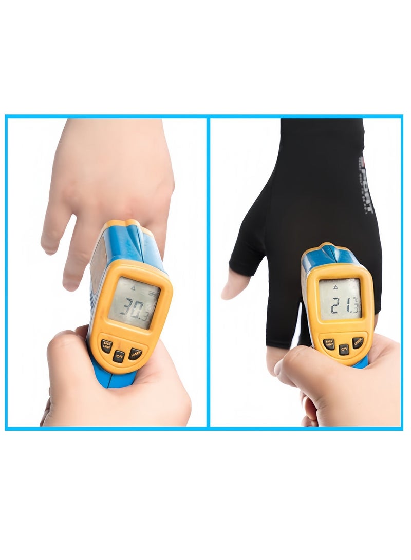 قفازات رجالية، قفازات قيادة، قفازات حريرية غير قابلة للانزلاق، قفازات نصف أصابع، قفازات رقيقة مسامية عالية المرونة مقاومة للأشعة فوق البنفسجية، قفازات رياضية للقيادة وركوب الدراجات والاستخدام مع شاشات اللمس، لون كحلي. - Image 5